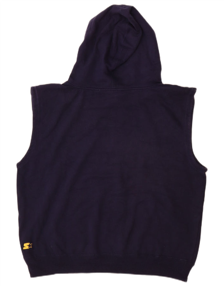 STARTER Jersey con capucha sin mangas para hombre, talla grande, algodón azul marino
