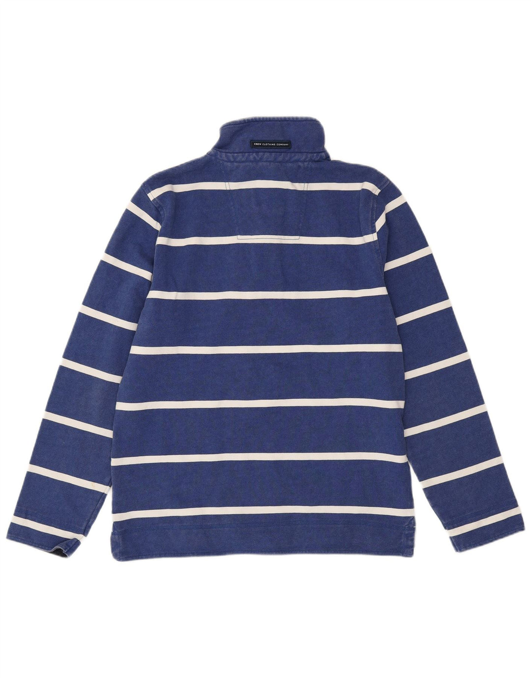 CREW CLOTHING Sudadera con cuello y botones para hombre, jersey, rayas azules medianas