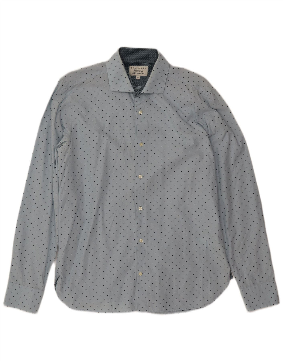 TED BAKER Camisa ajustada para hombre talla 16 Algodón de lunares azules grandes