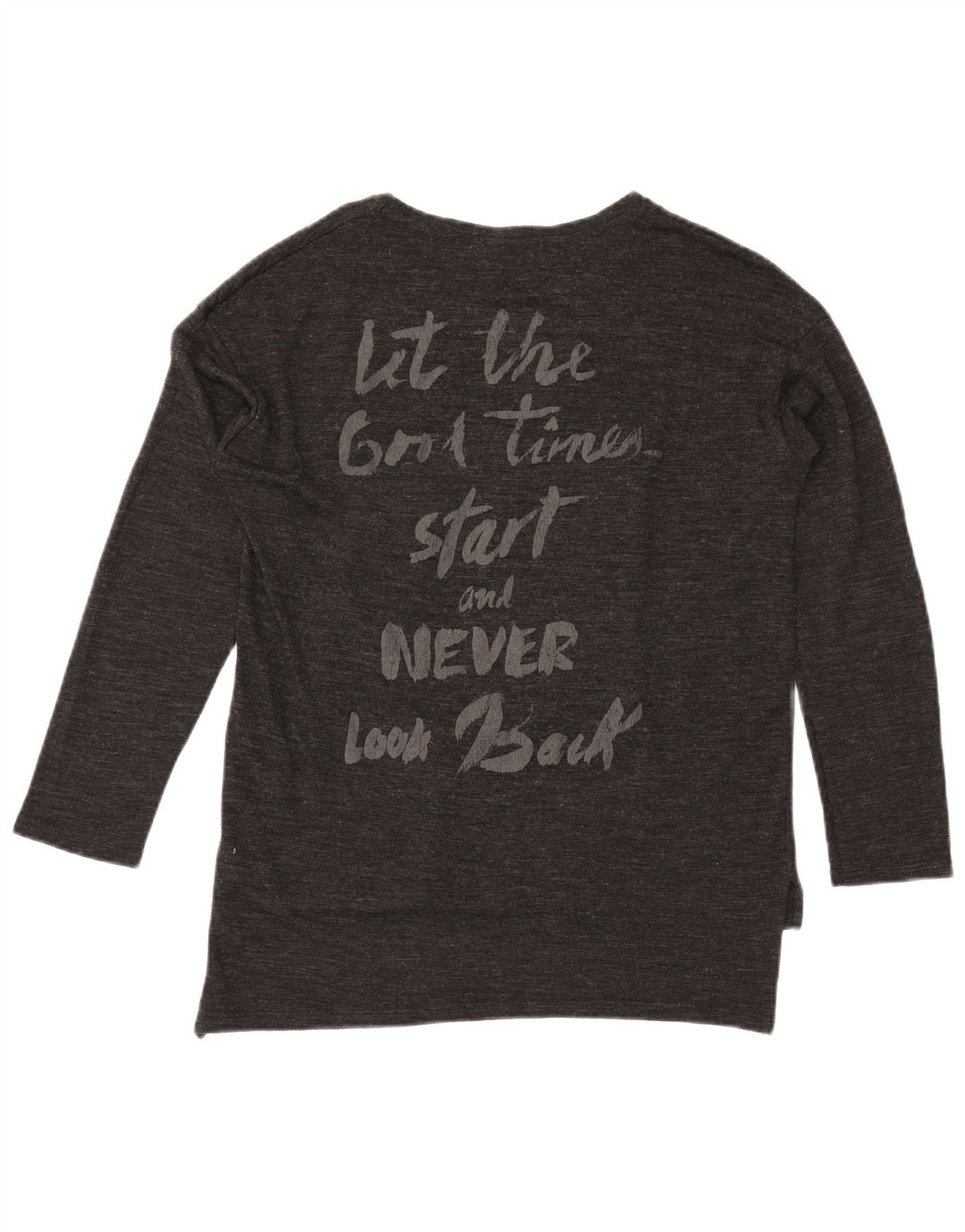 Zara Mujer Top Gráfico Extragrande Manga Larga UK 10 Small Gris