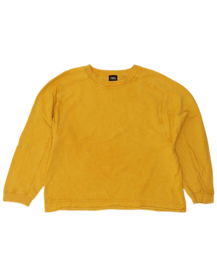Zara Mujer Sudadera Oversize Jersey UK 10 Small Amarillo Algodón