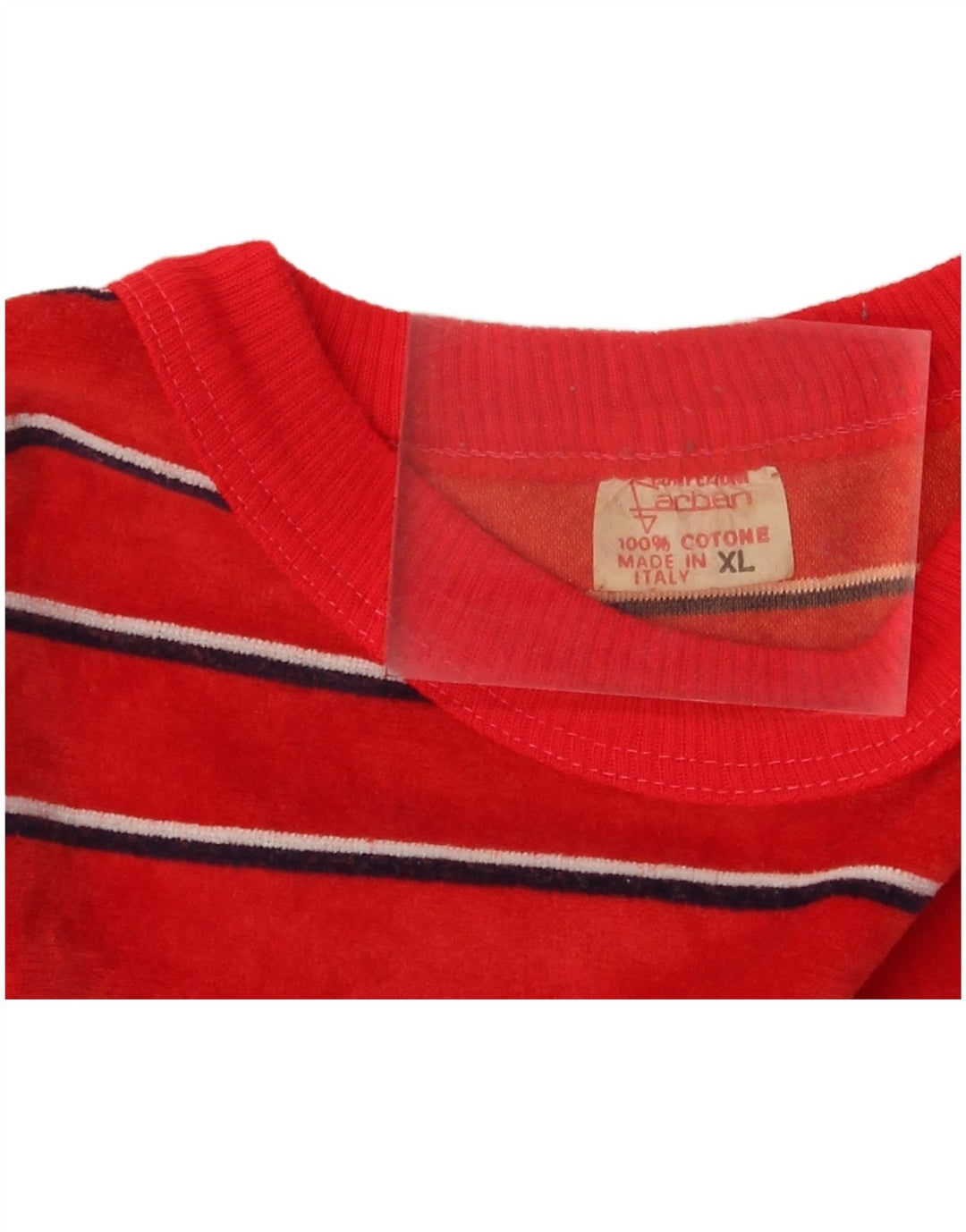 Vintage mujer sudadera Jumper Reino Unido 18 XL algodón a rayas rojas