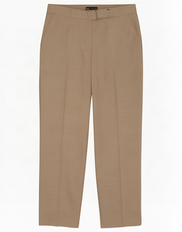 Marks & Spencer Pantalones de traje rectos para mujer UK 12 Medium W30 L28 Beige