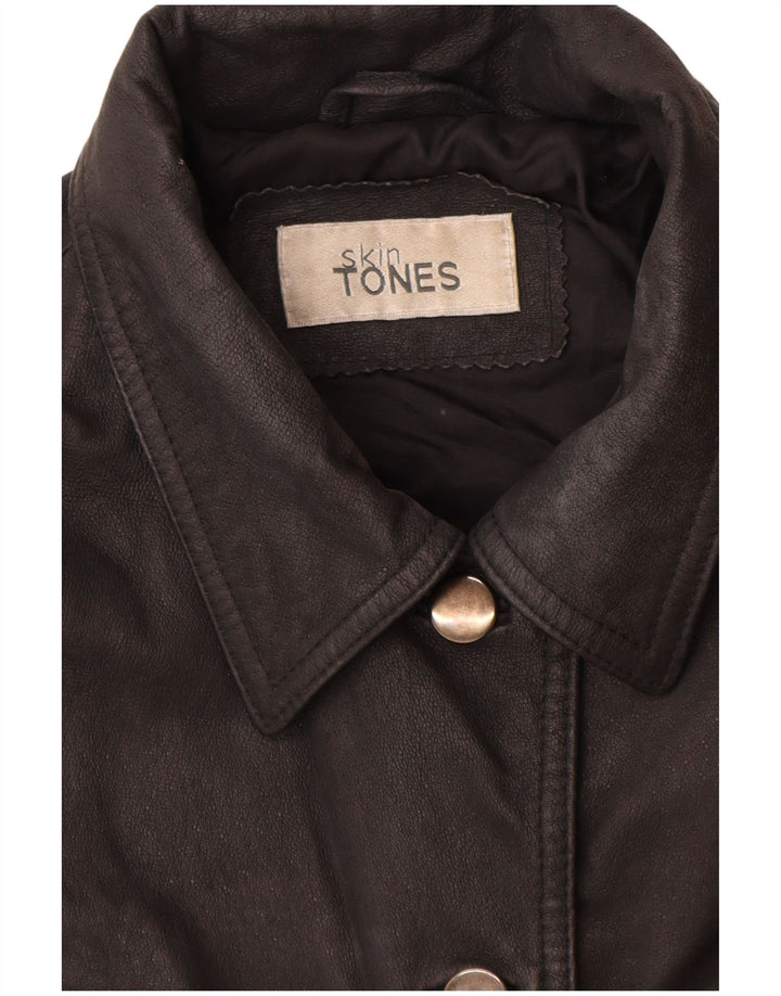 Vintage mujer chaqueta de cuero Reino Unido 16 cuero negro grande