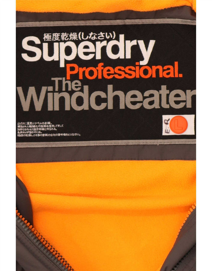 Superdry Chaqueta cortavientos The Windcheater Graphic para hombre, talla 40, color gris