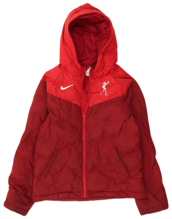 Nike Chaqueta acolchada con capucha para niños 12-13 años Grande Rojo Colorblock Poliéster
