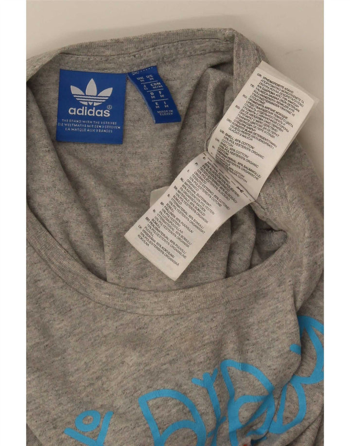 Adidas Hombre Camiseta Gráfica Top Algodón Gris Medio