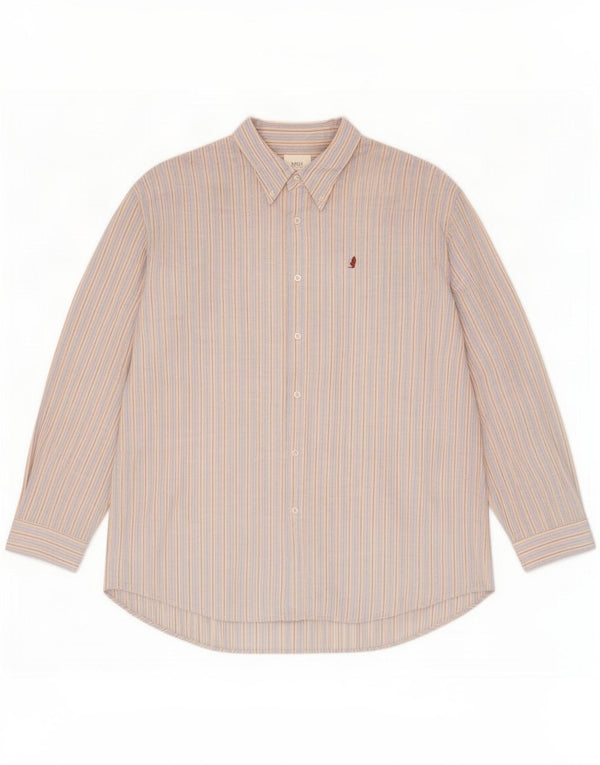 Camisa Marlboro Classics para hombre 3XL Lino azul a rayas