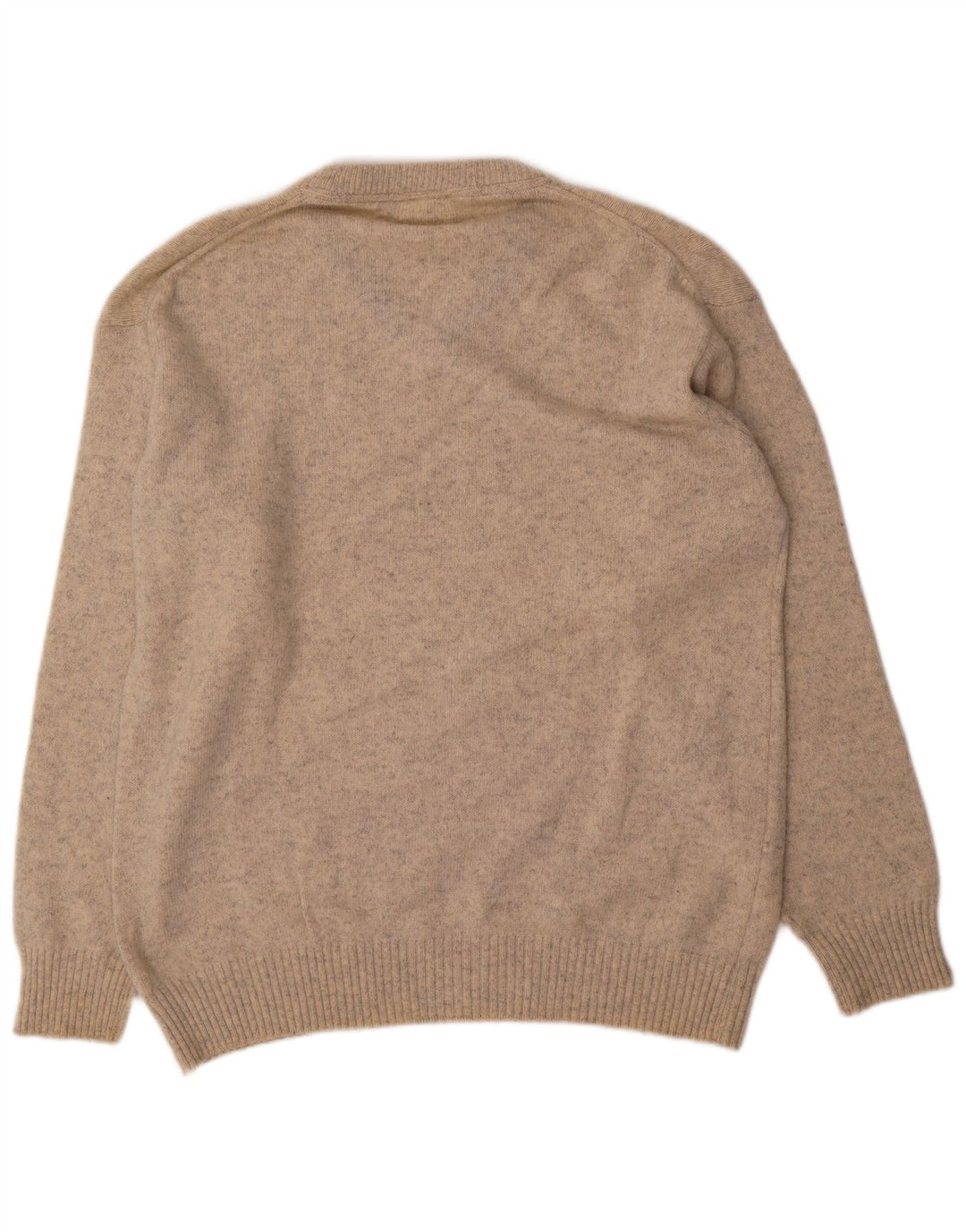 Murphy & Nye Jersey con cuello en V para hombre de lana moteada beige grande