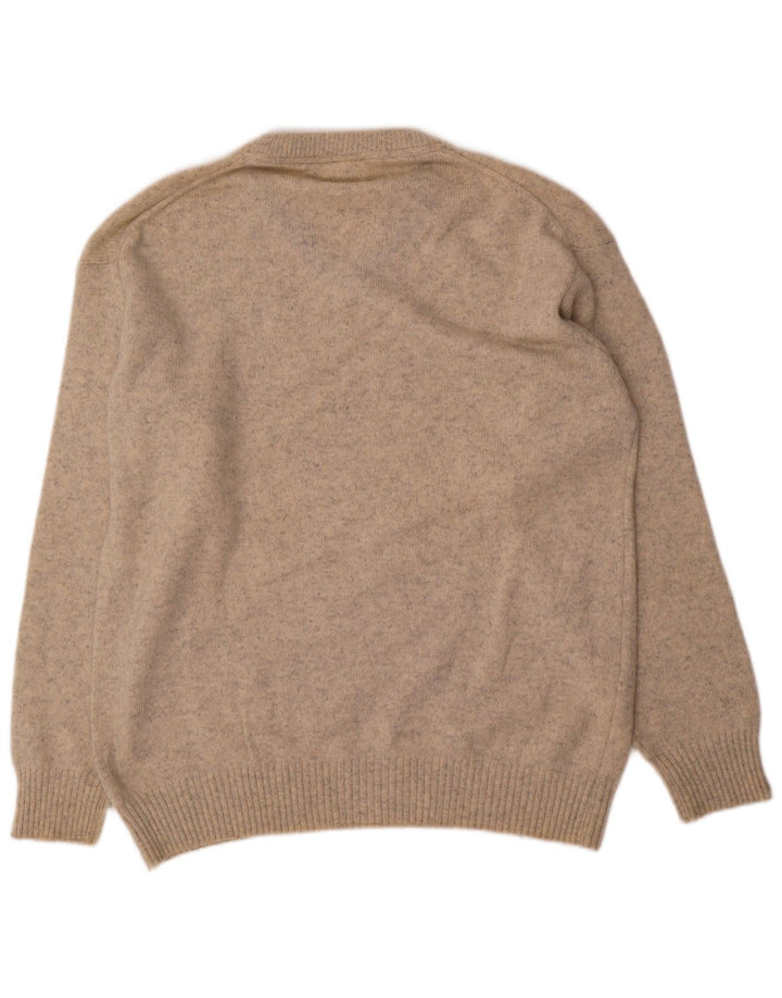 Murphy & Nye Jersey con cuello en V para hombre de lana moteada beige grande
