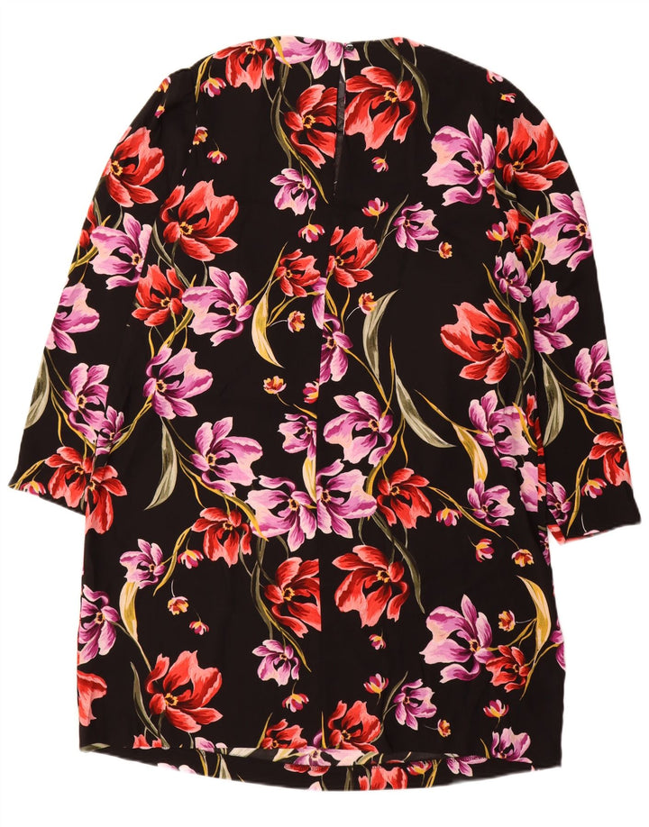 MARKS & SPENCER Vestido recto de manga larga para mujer UK 40 XL Negro Floral
