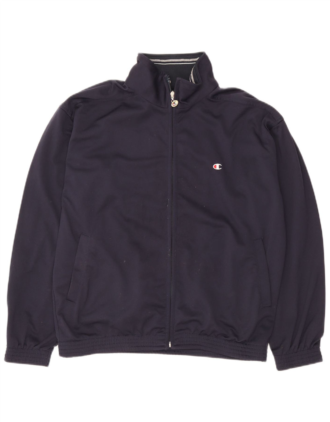 Champion Chaqueta de chándal holgada para hombre, talla pequeña, poliéster azul marino