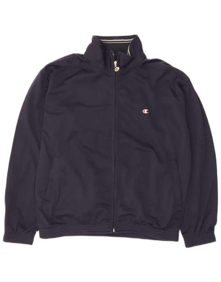 Champion Chaqueta de chándal holgada para hombre, talla pequeña, poliéster azul marino