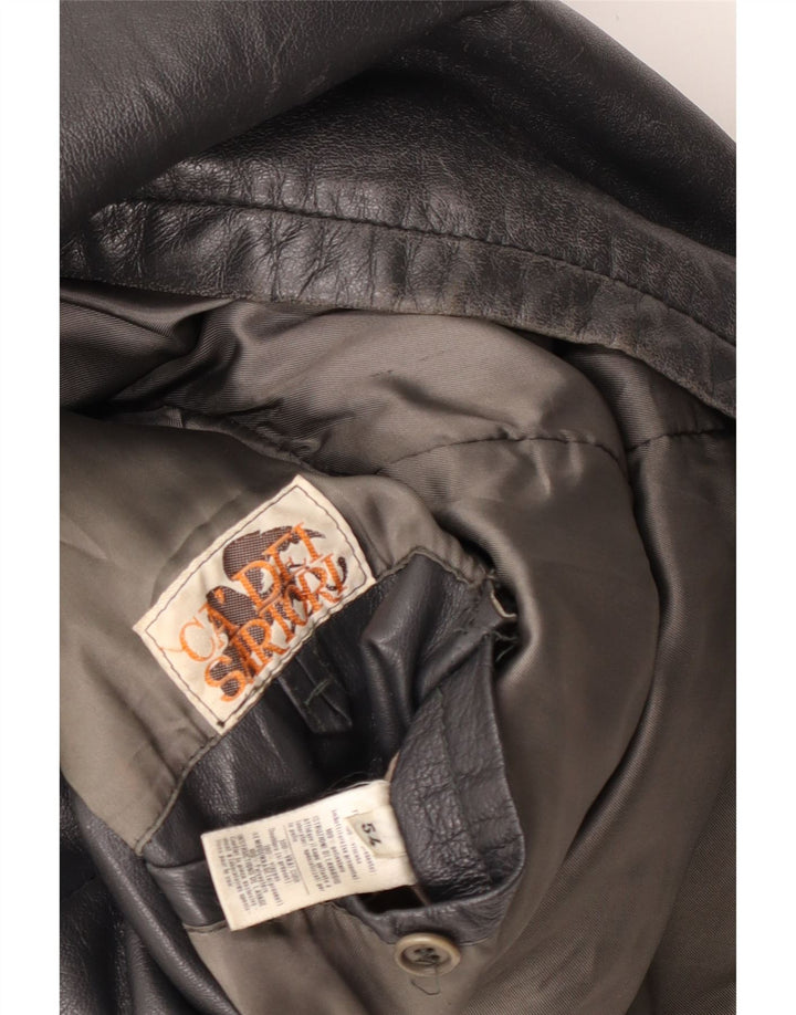 VINTAGE Chaqueta de cuero para hombre IT 54 2XL Cuero negro