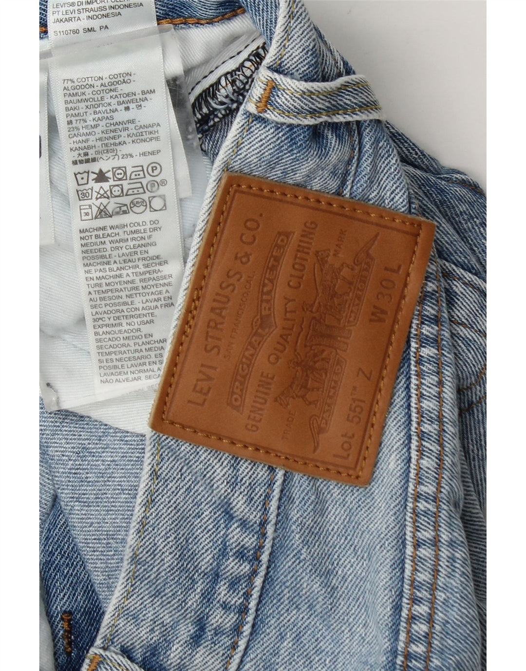 Levi's Hombre 551 Vaqueros Rectos W30 L27 Algodón Azul