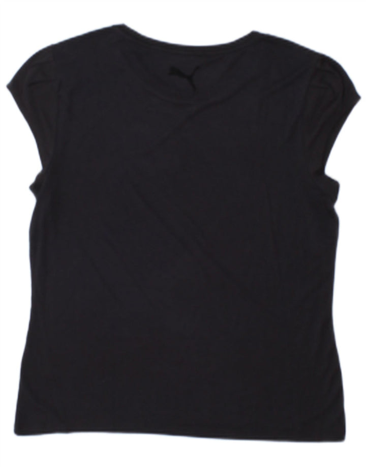 Puma Mujer See Through Top UK 12 Medio Azul Marino Viscosa Geométrica