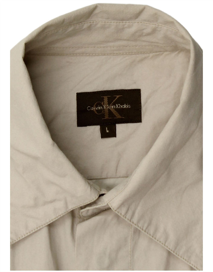 Camisa Calvin Klein Hombre Grande Algodón Beige