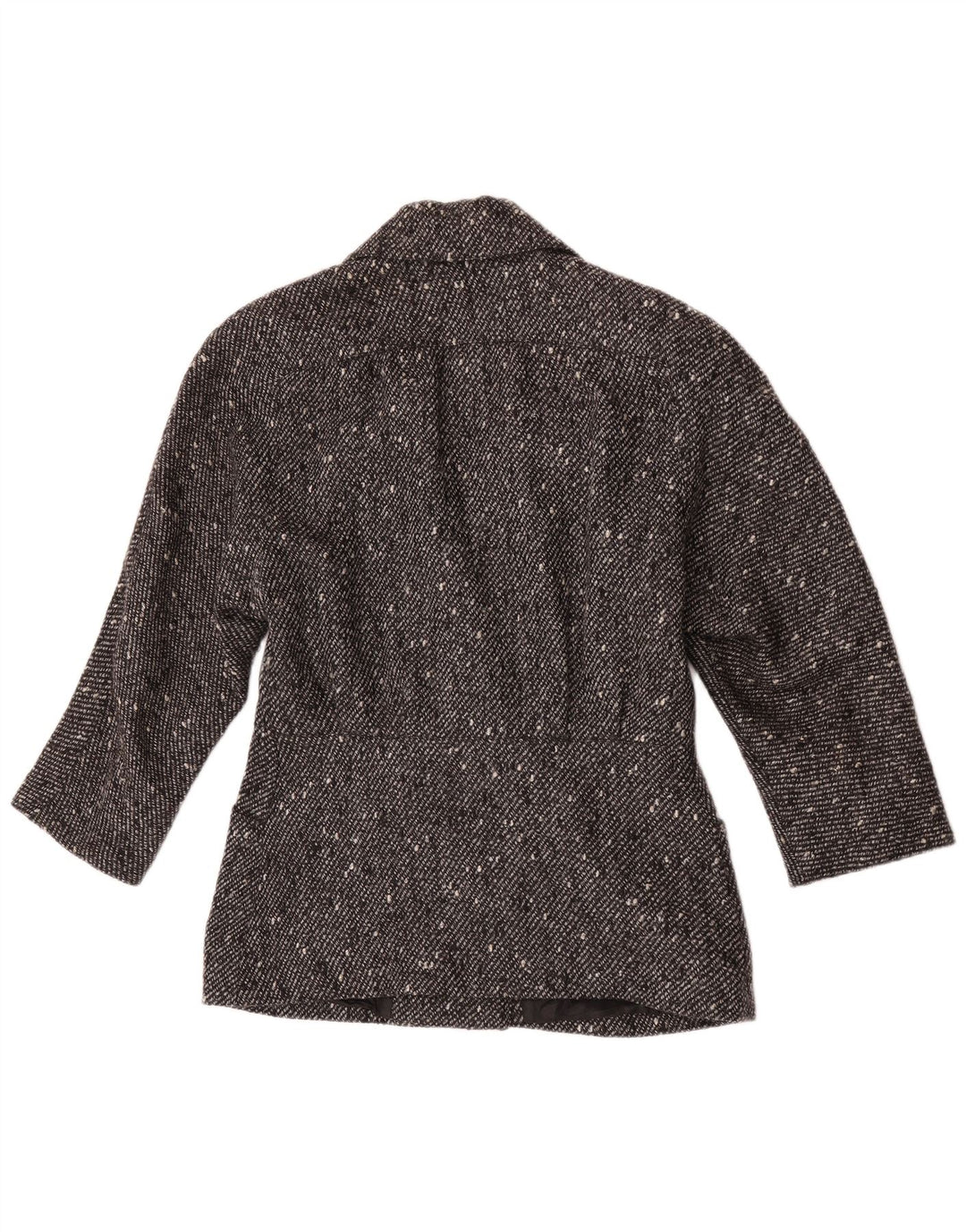 Vintage mujer chaqueta blazer de doble pecho EU 42 lana moteada negra grande