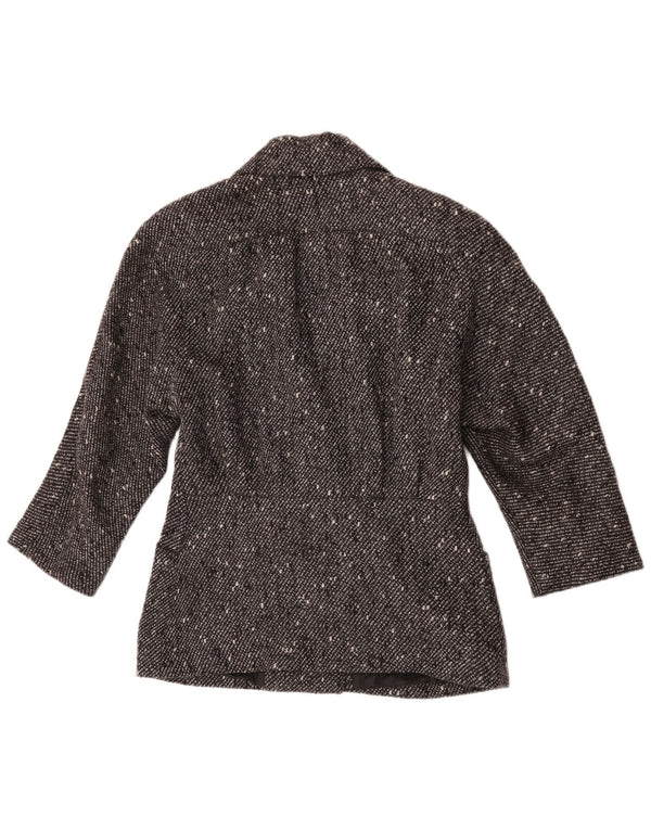 Vintage mujer chaqueta blazer de doble pecho EU 42 lana moteada negra grande