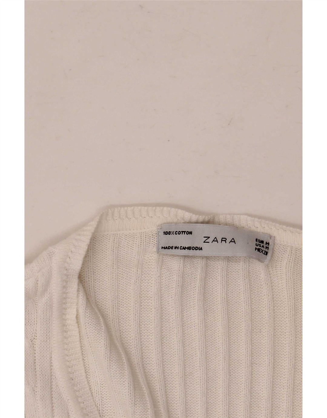Zara Mujer Cárdigan Suéter UK 12 Medio Algodón Blanco