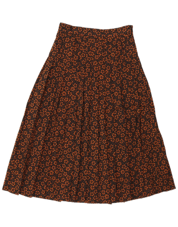 Vintage mujer cuchillo falda plisada IT 42 Medio W28 Marrón Floral