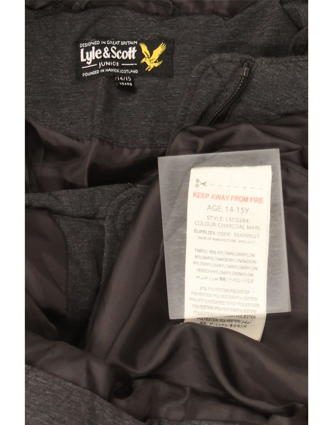 Lyle & Scott Chaqueta acolchada con capucha para niños 14-15 años Nylon gris