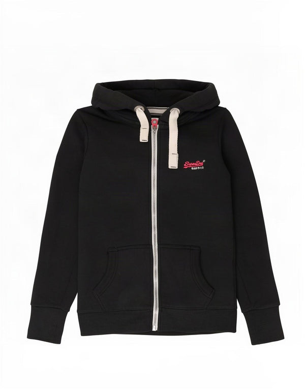 Superdry Sudadera con capucha y cremallera para mujer Reino Unido 10 Small Black Cotton