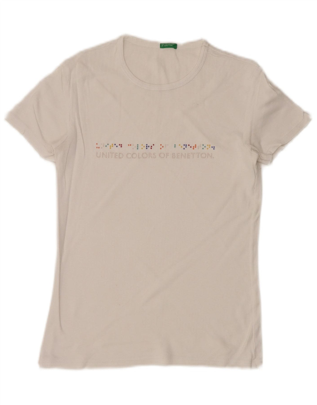BENETTON Camiseta gráfica para mujer Top UK 8 Small White