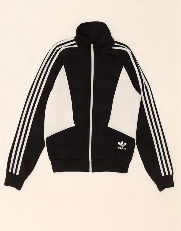 Adidas Mujer Chándal Top Chaqueta UK 10 Pequeño Negro Colorblock Poliéster