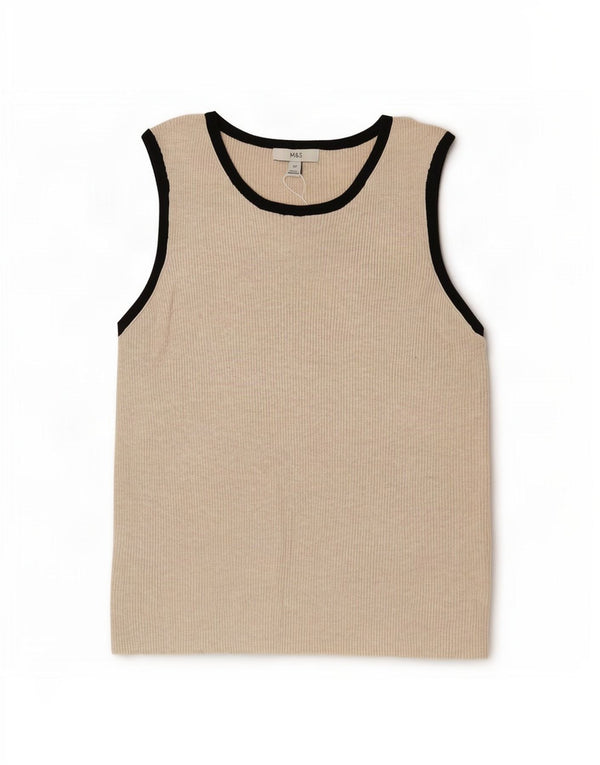 Marks & Spencer - Camiseta sin mangas para mujer, talla 38, 3XL, color beige, viscosa