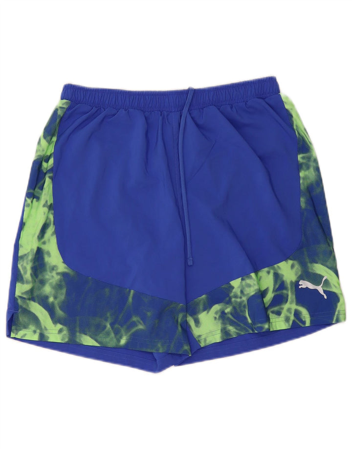 PUMA Pantalones cortos deportivos para hombre Poliéster de camuflaje azul medio