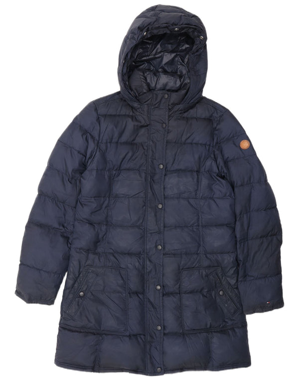 Tommy Hilfiger Abrigo acolchado con capucha para mujer UK 18 XL Poliéster azul marino