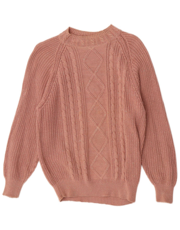Yorn Suéter tipo jersey con cuello redondo y ajuste relajado para mujer UK 10 Small Pink Moteado