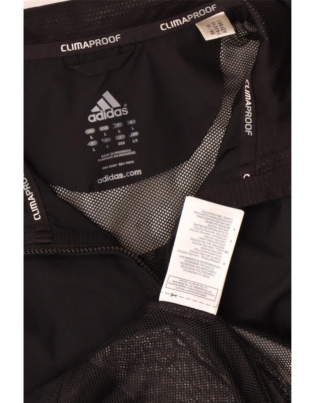 ADIDAS Chaqueta impermeable Clima Proof para hombre Reino Unido 40 Grande Poliéster negro