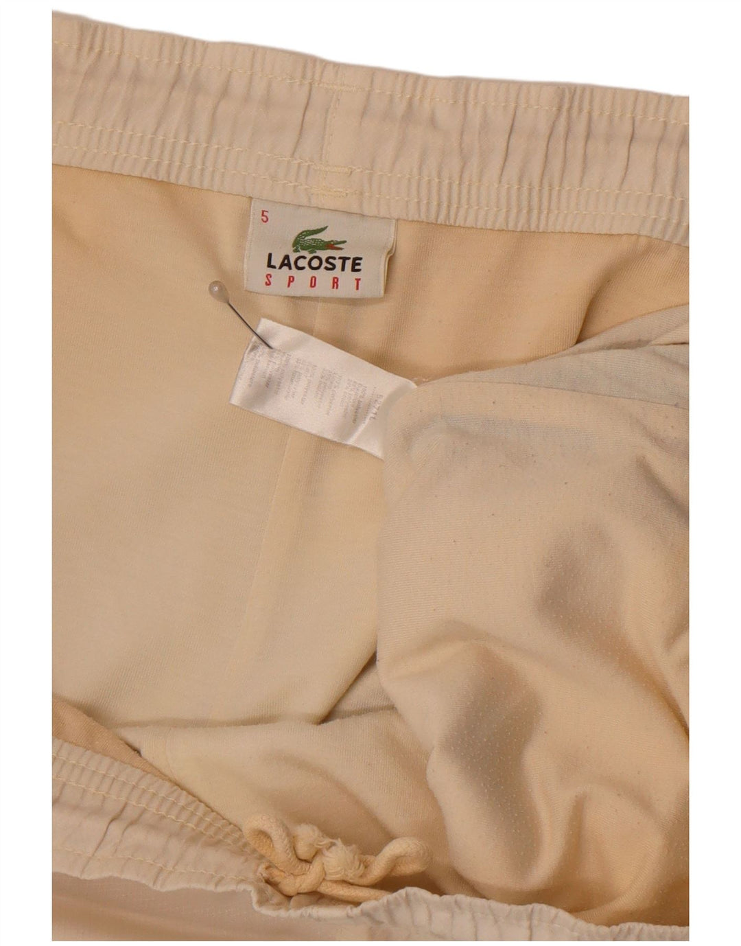 Pantalones cortos deportivos para hombre Lacoste Talla 5 Grande Blanco roto Poliéster con bloques de color
