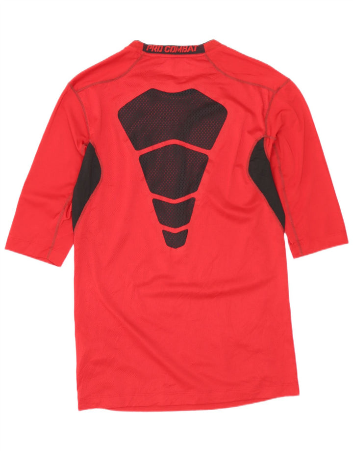 NIKE Top gráfico para mujer, manga 3/4, UK 40, grande, rojo, poliéster con bloques de color