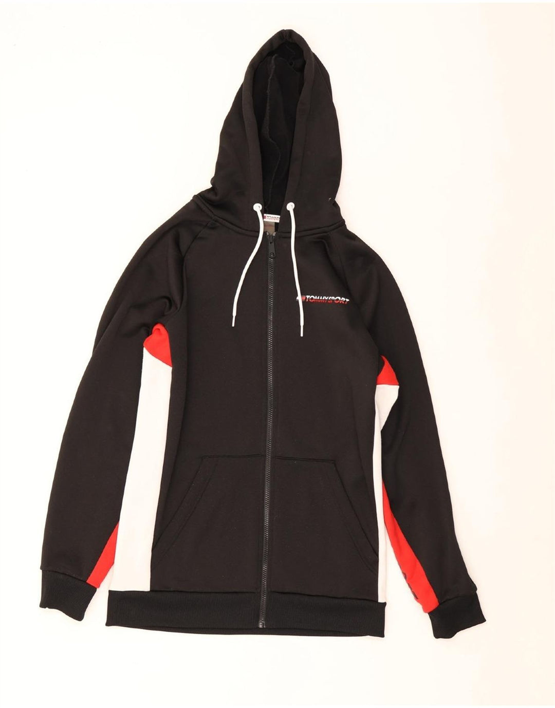 Tommy Hilfiger Sudadera con capucha y cremallera para hombre Small Black Colourblock Poliéster