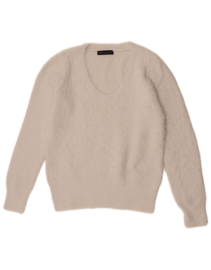 Marks & Spencer Suéter con cuello en V para mujer UK 40 Medium Off White
