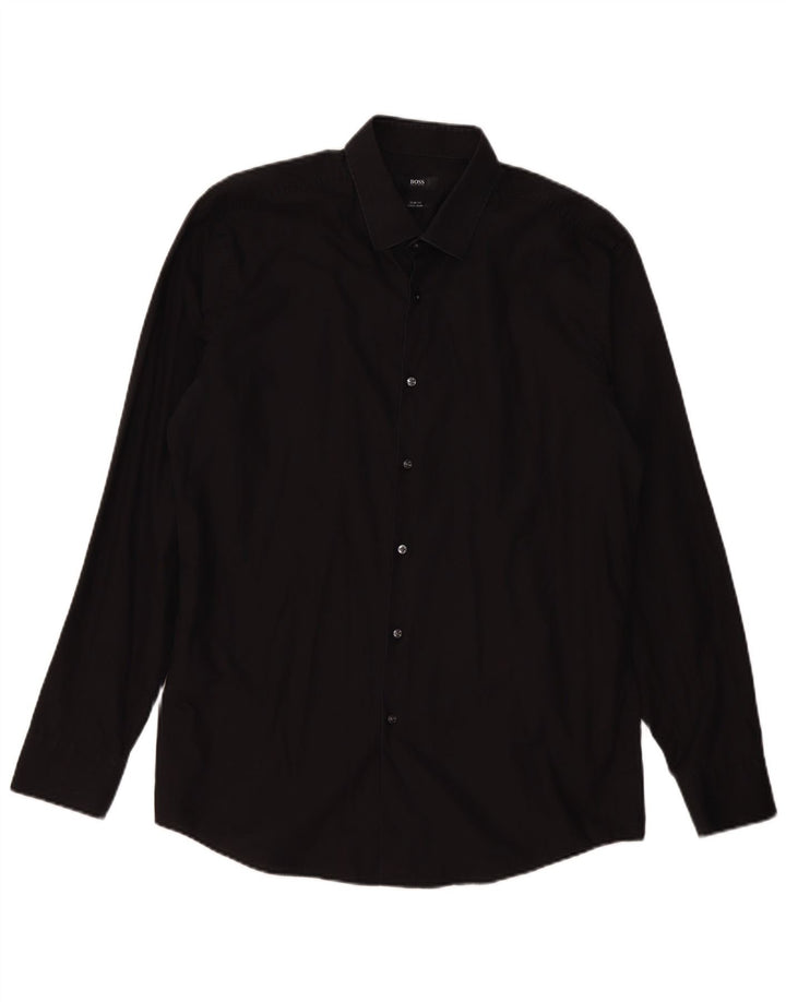 Camisa HUGO BOSS Slim Fit para hombre Talla 43 17 XL Algodón negro
