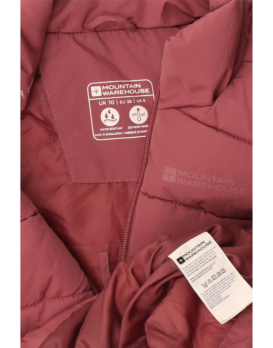 Chaleco acolchado para mujer Mountain Warehouse UK 40 Pequeño poliéster rosa