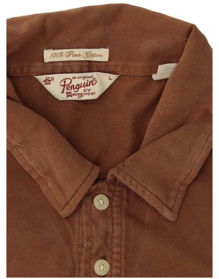 PENGUIN Polo para hombre grande de algodón marrón