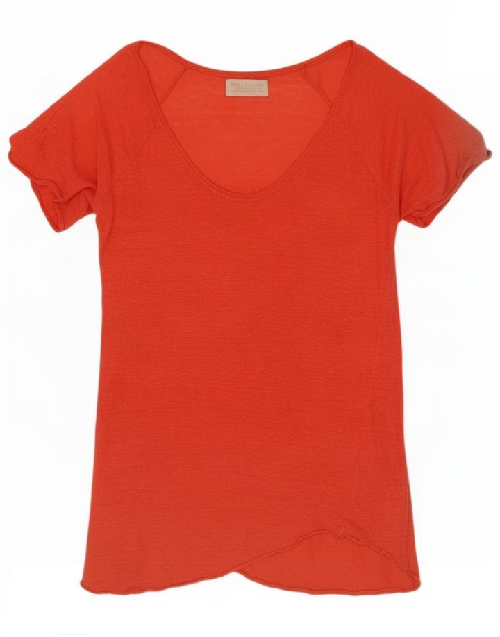 Zara Mujer Camiseta Top UK 44 Mediano Rojo