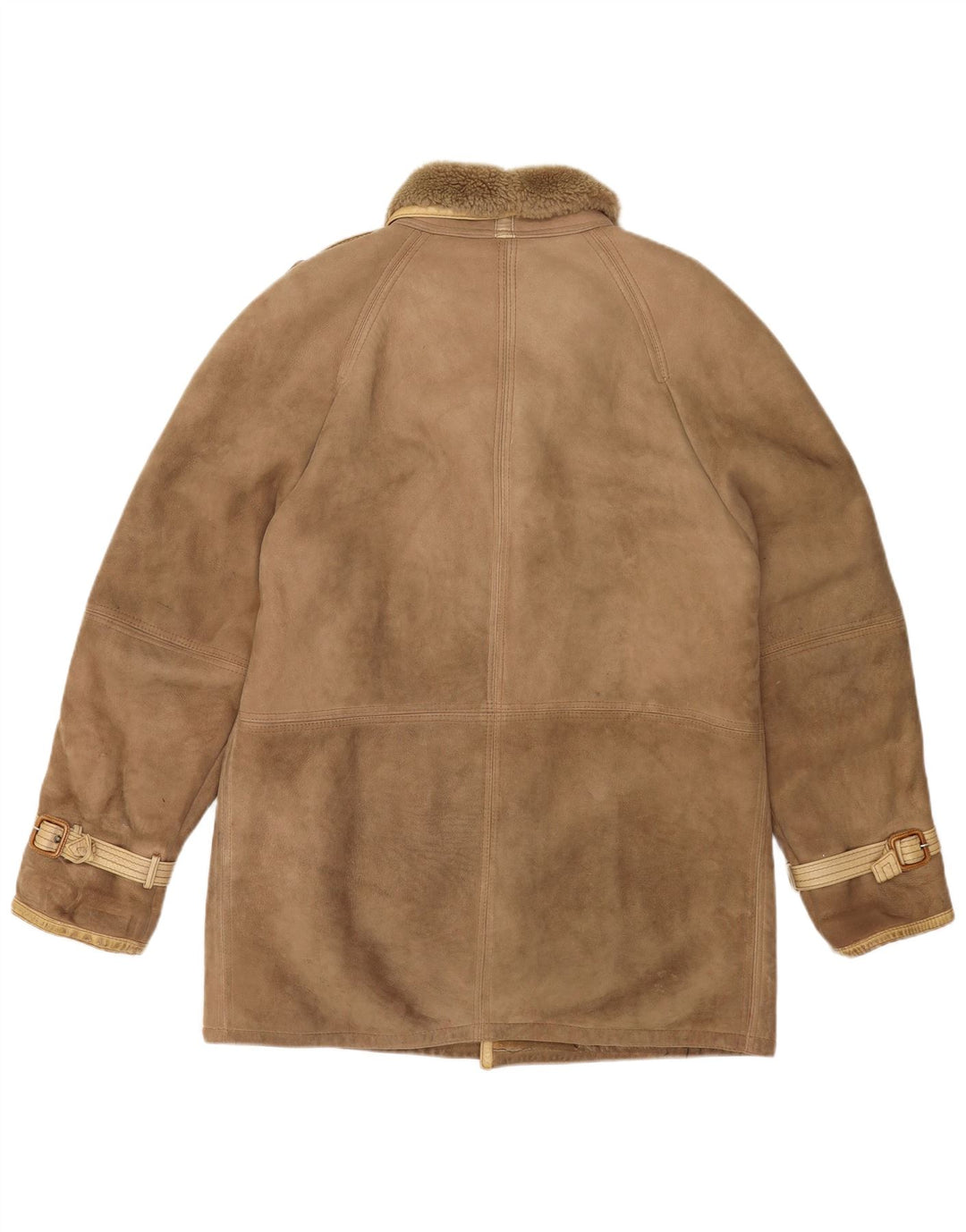 Chaqueta de piel de oveja vintage para hombre IT 52 XL Beige Shearling