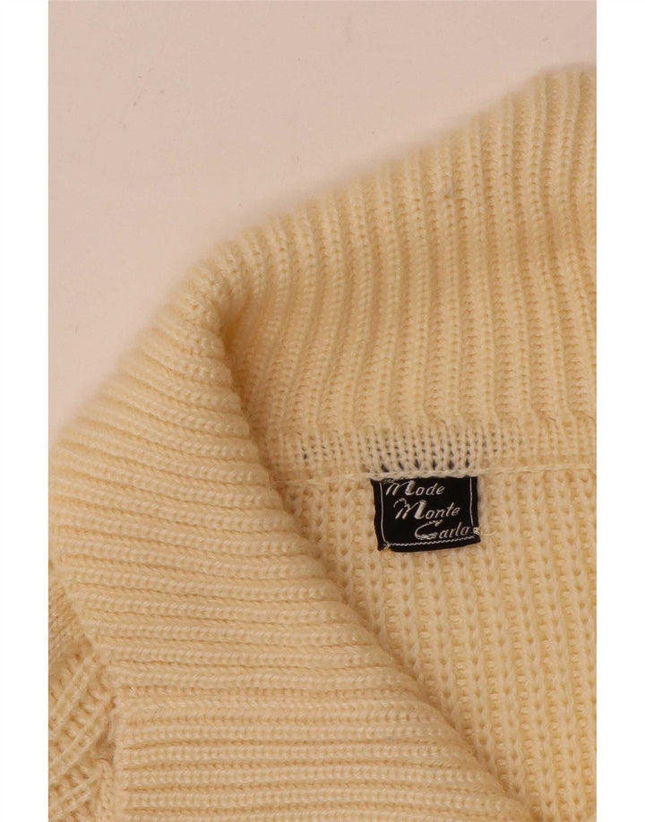 Vintage hombres Cardigan suéter grande de blanco