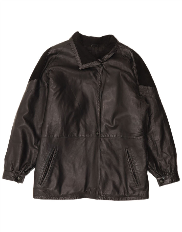Chaqueta de cuero vintage para mujer EU 44 XL cuero negro
