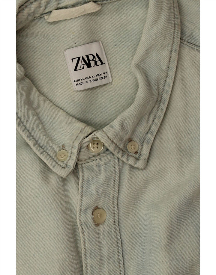 Zara Hombre Camisa Vaquera XL Algodón Azul