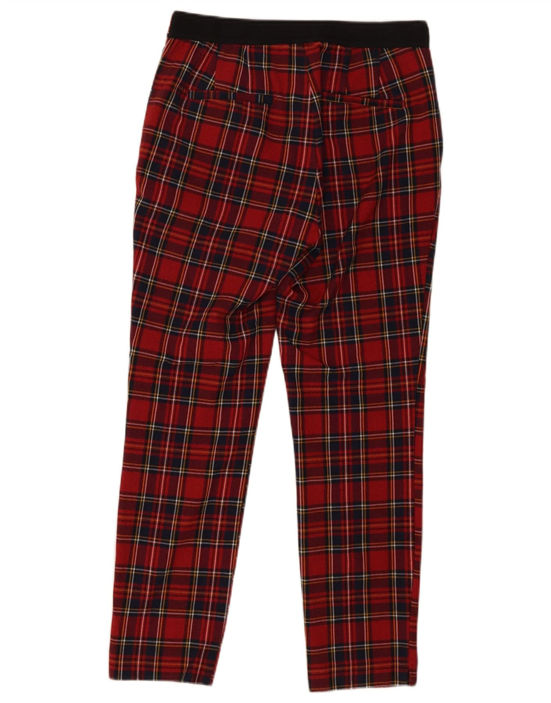 Zara Mujer Pantalón Chino Pitillo Mediano W28 L26 Poliéster A Cuadros Rojos