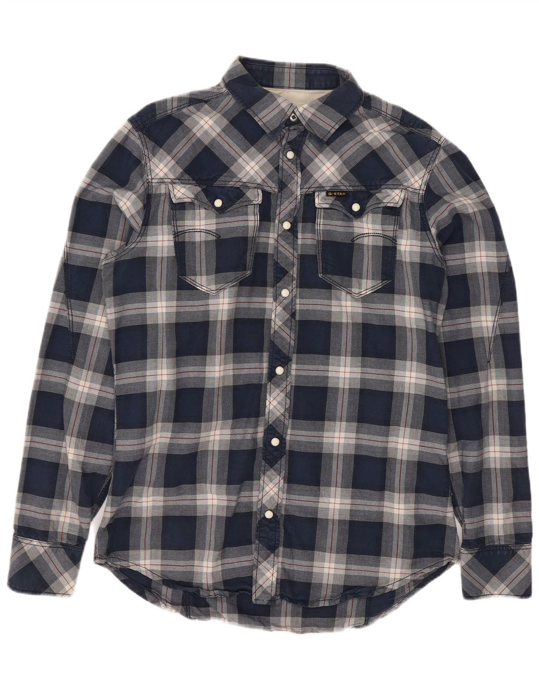 G-Star Hombre Camisa Western De Algodón A Cuadros Azul Medio
