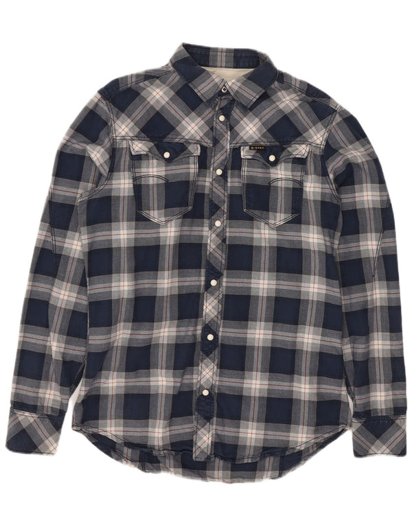 G-Star Hombre Camisa Western De Algodón A Cuadros Azul Medio