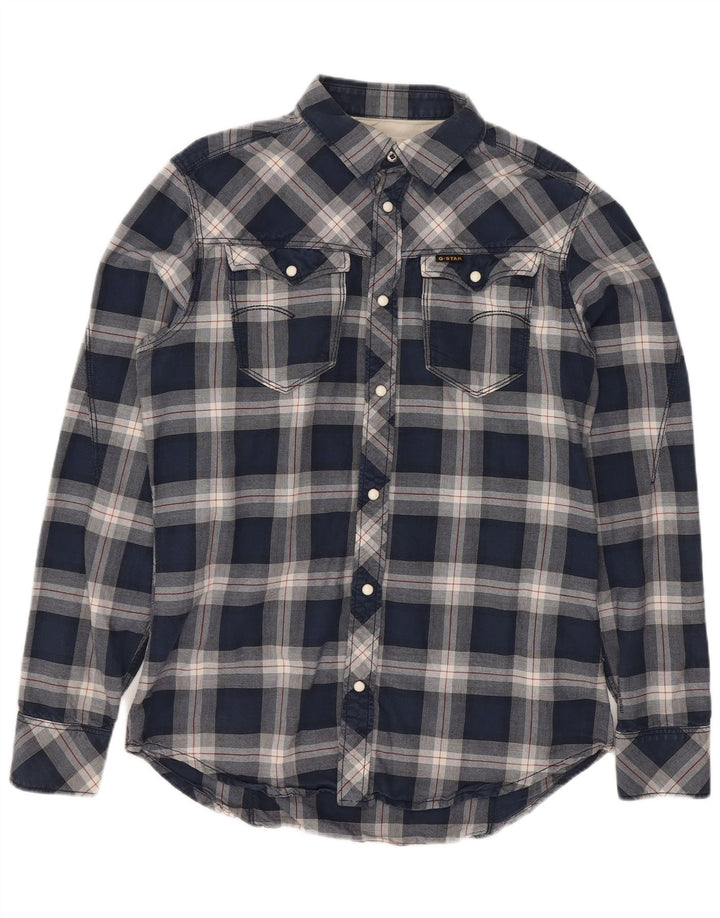 G-Star Hombre Camisa Western De Algodón A Cuadros Azul Medio
